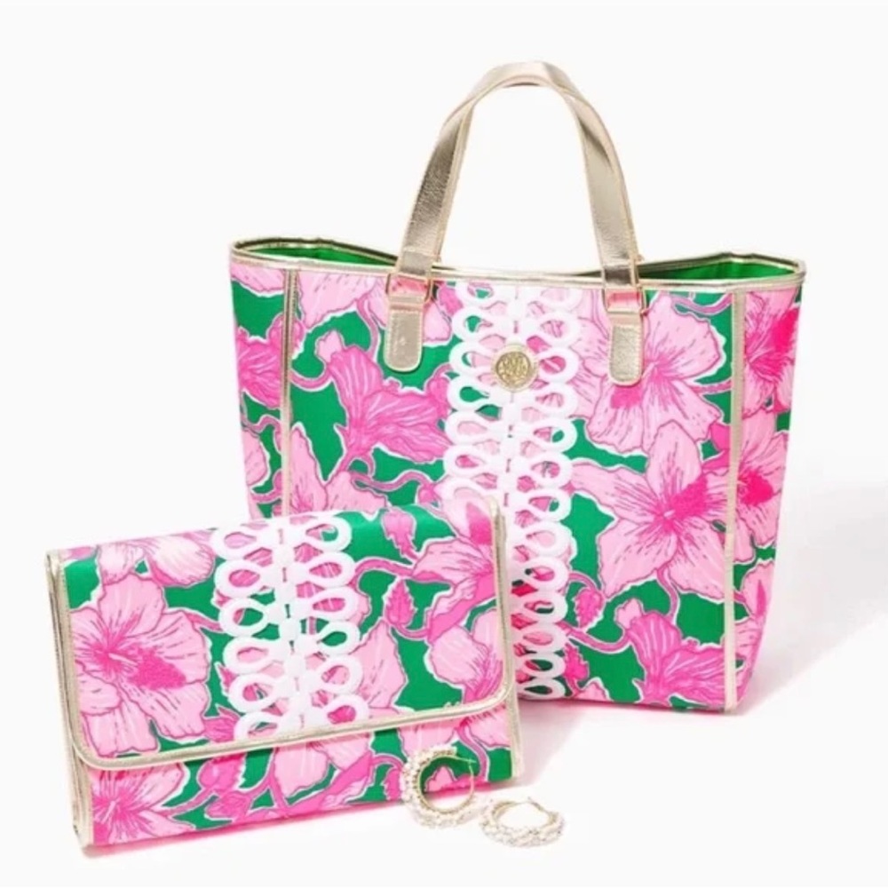 NWT Lilly Pulitzer GWP Tote, Envelope Pouch and Earrings